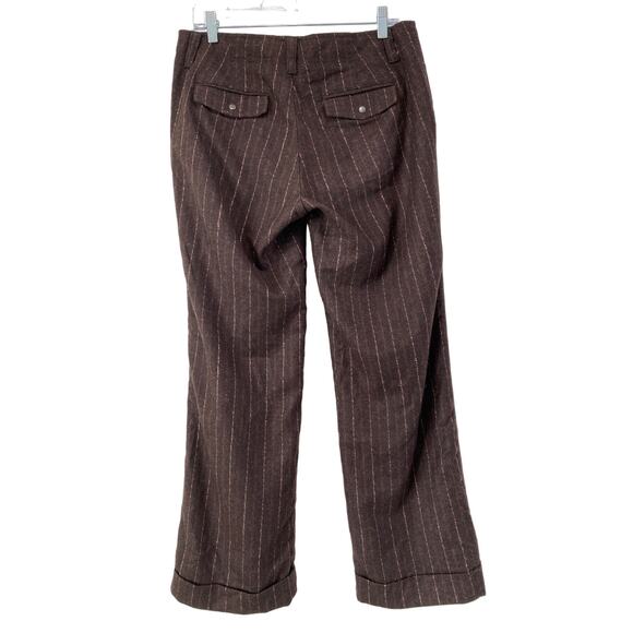 Eddie Bauer Recycled Wool Trousers Womens Sz 10 P Wide Leg Cuffed Pink Pinstripe - Picture 2 of 11